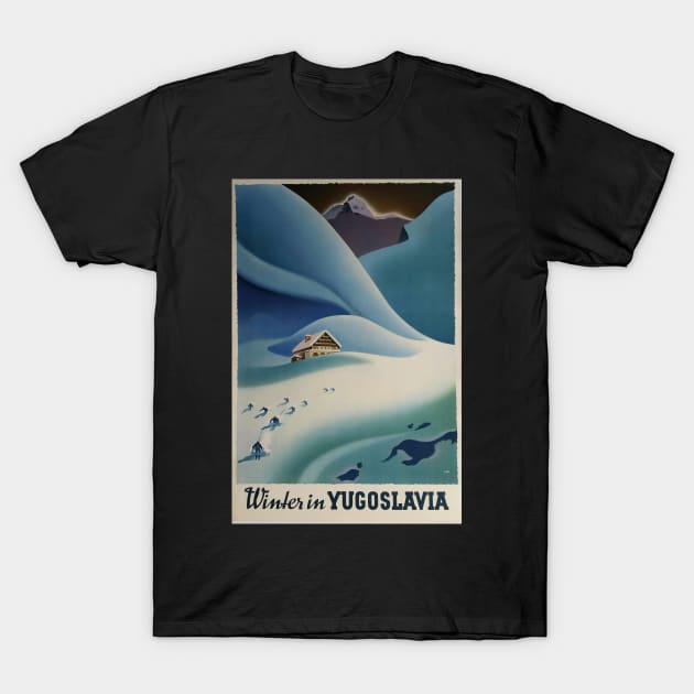 Winter in Yugoslavia, Ski Poster T-Shirt by BokeeLee